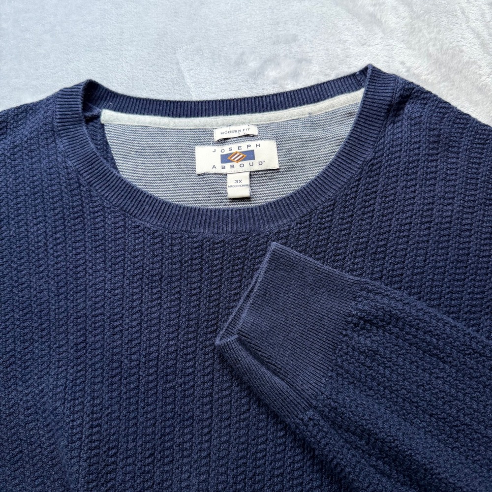 Joseph Abboud 3X Navy Modern Fit Textured Knit Lyocell Cotton Sweater Preppy